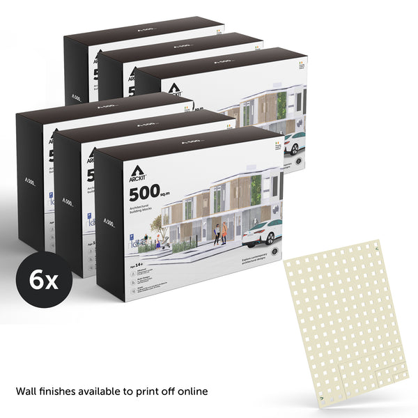 Bundle kit of 6 Arckit 500 sqm. Architectural Model Building Kits & Building Plates