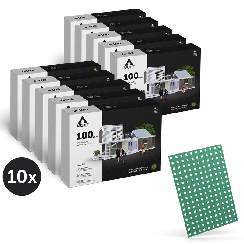 Bundle kit of 10 Arckit 100 sqm. Architectural Model Building Kits and Building Plates