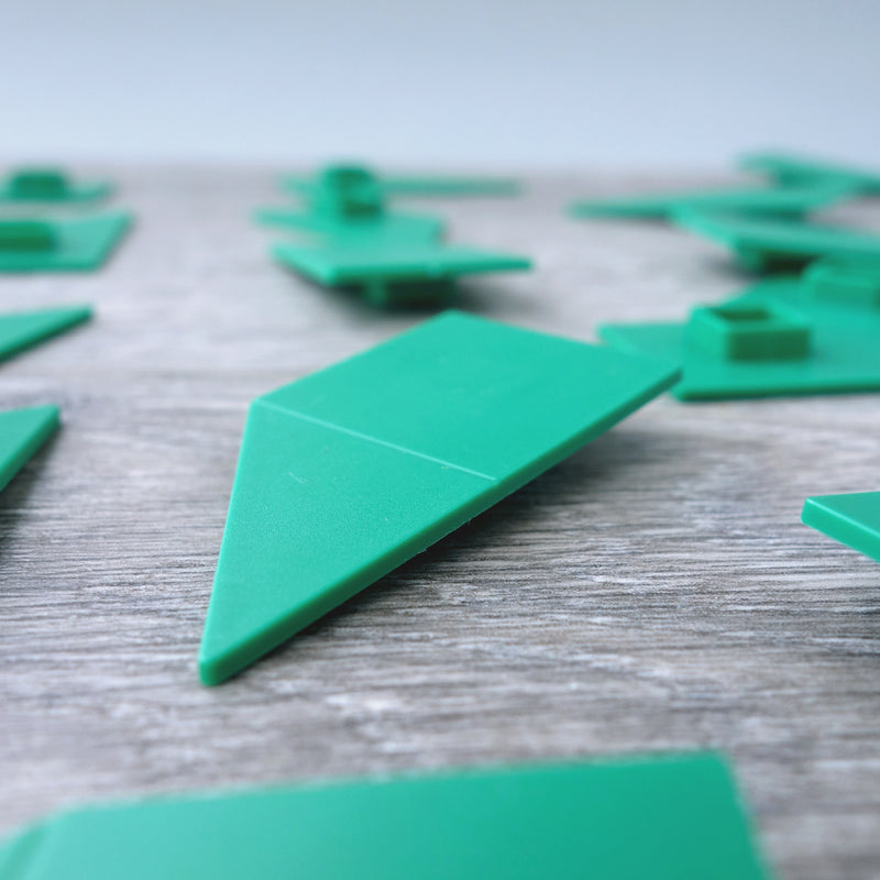 One-by-Two Green Left Angled Smooth Finish Floor or Roof Tile 5.05